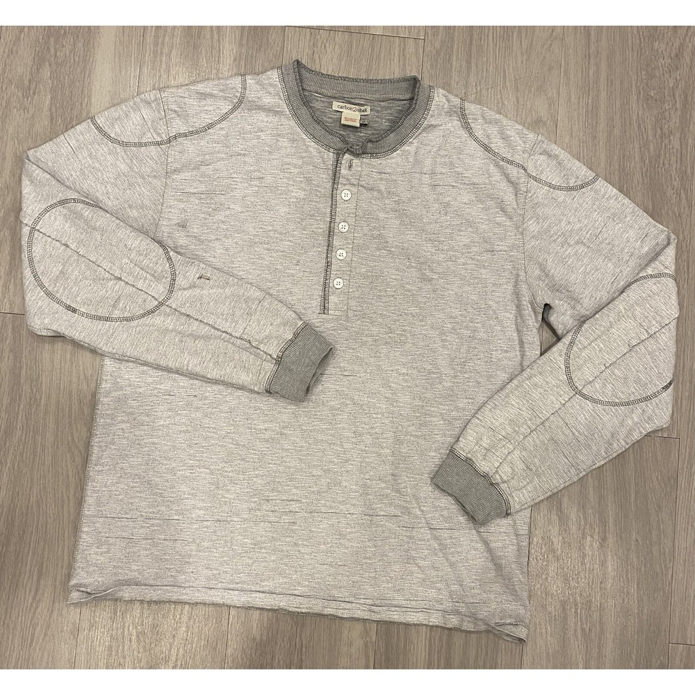 Carbon 2 Cobalt Polo Shirt Men's Medium Gray Long Sleeve Inside Out M *Flaws*